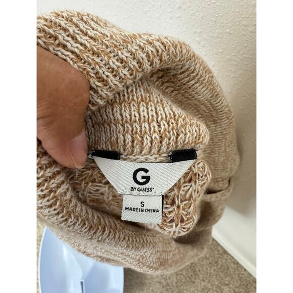 G by Guess Knit Sweater Dress Small Tan Beige Gold Button Detail - Picture 3 of 6